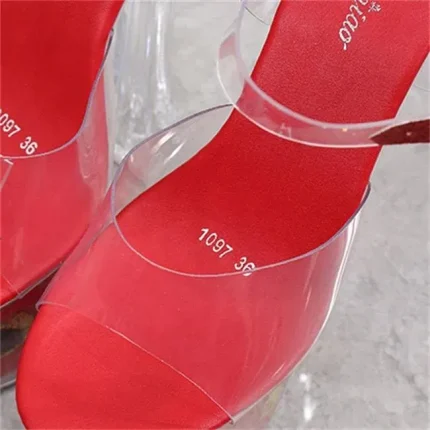 Size:4.5-11 Women Fashion Sunflower Clear Platform Heels Shoes - Image 4