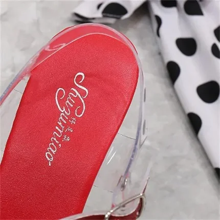 Size:4.5-11 Women Fashion Sunflower Clear Platform Heels Shoes - Image 8