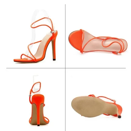 Size:4.5-10 Women Fashion Solid Color Pointed-toe High Heel Sandals - Image 4