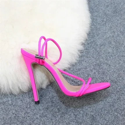 Size:4.5-10 Women Fashion Solid Color Pointed-toe High Heel Sandals - Image 5