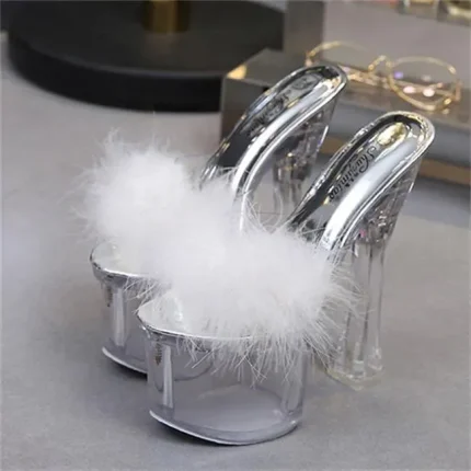 Size:4.5-11 Women Fashion Solid Color Plush Platform Shoes - Image 5