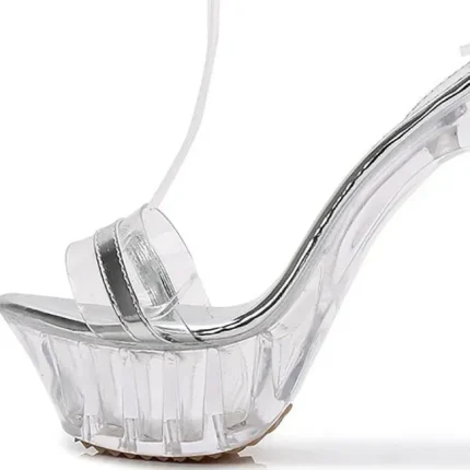 Size:4.5-11 Women Fashion Clear Ultra High Heel Platform Shoes - Image 4