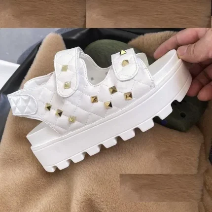 Size:5-11 Women Simple Style Solid Color Velcro Sandals - Image 3