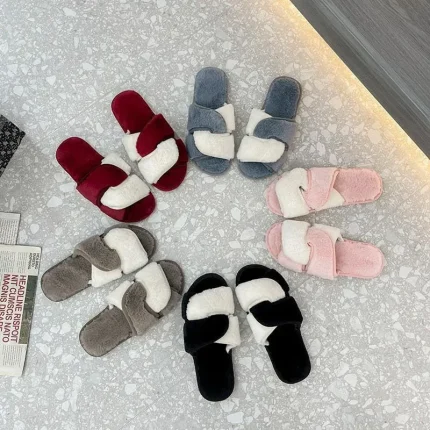 Size:5-11 Women Fashion Color Blocking Plush Shoes - Image 5