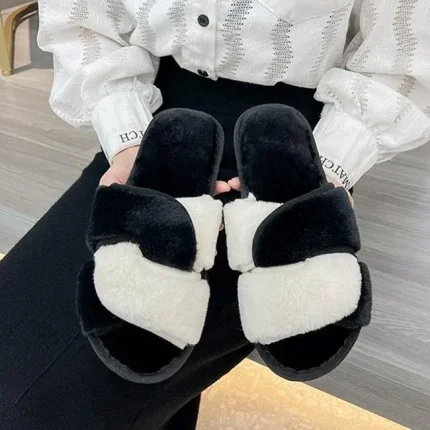 Size:5-11 Women Fashion Color Blocking Plush Shoes - Image 6