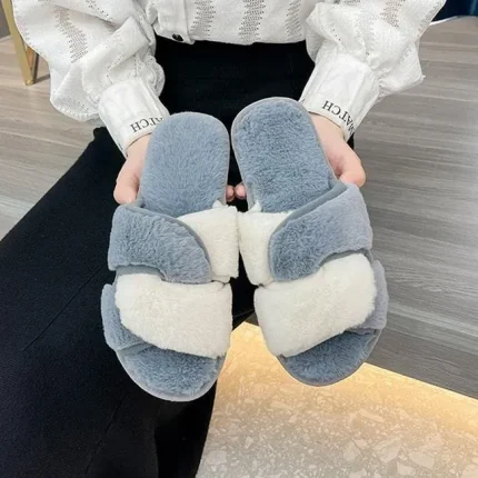 Size:5-11 Women Fashion Color Blocking Plush Shoes - Image 8