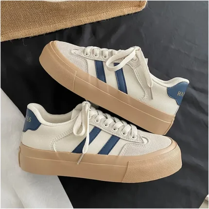 Size:4.5-9 Women Retro Flat Base Tether Design Sneakers - Image 2