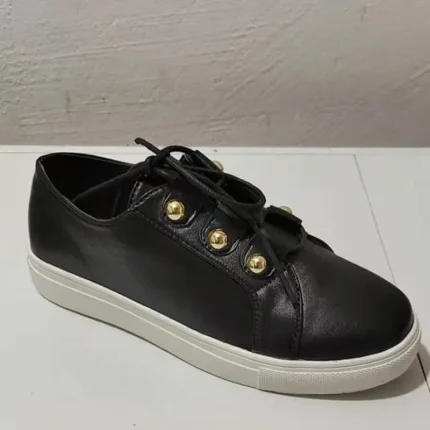 Size:5-11 Women Bigger Sizes Metal Decor Lace-up Loafers - Image 3