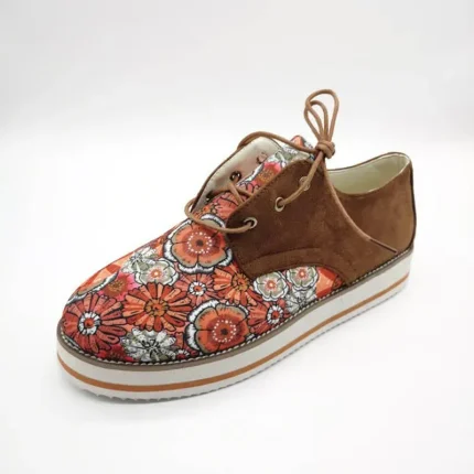 Size:4.5-11 Women Bigger Sizes Retro Flower Pattern Design Loafers - Image 7