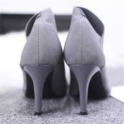 Size:4.5-9 Women Solid Color Pointed-Toe Heeled Low Top Short Boots - Image 8