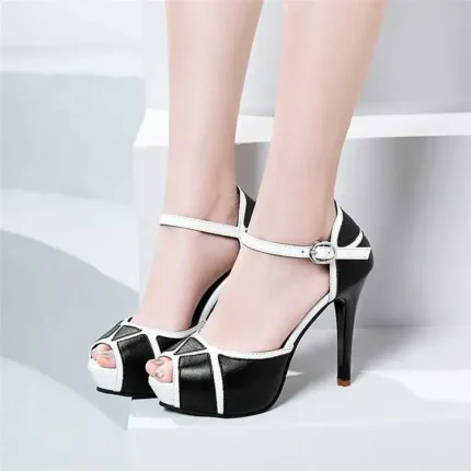 Size:4.5-9 Women Fashion Hollow Out Peep-toe Platform High Heels - Image 4