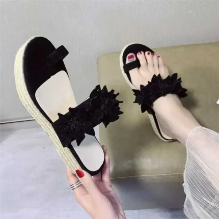 Size:4.5-11 Women Flower Decorative Platform Beach Slippers - Image 8