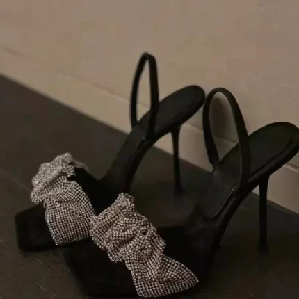 Size:4.5-8.5 Women Fashion Rhinestone Decorative Square-toe Open Toe Stiletto - Image 6