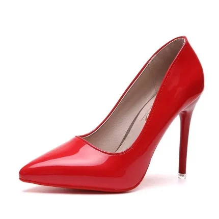 Women Sexy Pointed Toe Stiletto Heels Basic Work Shoes Candy Color PU Pumps - Image 5