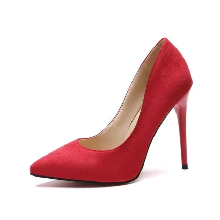 Women Sexy Spring Pointed Toe Solid Color Suede Stiletto High Heels Pumps - Image 5