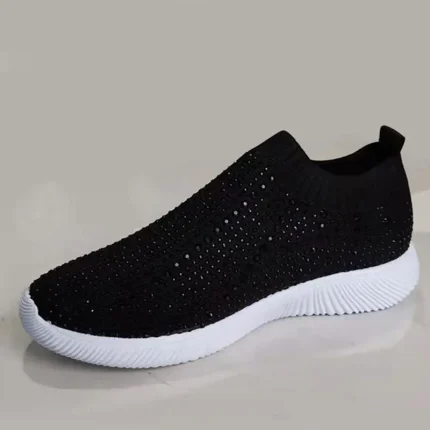 Size:4.5-11 Women Shiny Rhinestone Decor Flying-woven Upper Sneakers Shoes - Image 5