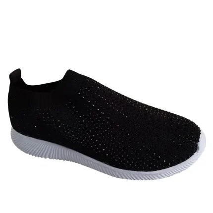 Size:4.5-11 Women Shiny Rhinestone Decor Flying-woven Upper Sneakers Shoes - Image 6