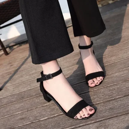 Size:4.5-8.5 Women Ankle Strap Block Heels Sandals Shoes - Image 4
