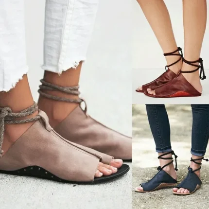 Size:4.5-11 Women Boho Irregular Wrapped Design Peep-toe Gladiator Shoes