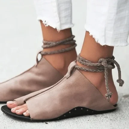 Size:4.5-11 Women Boho Irregular Wrapped Design Peep-toe Gladiator Shoes - Image 6